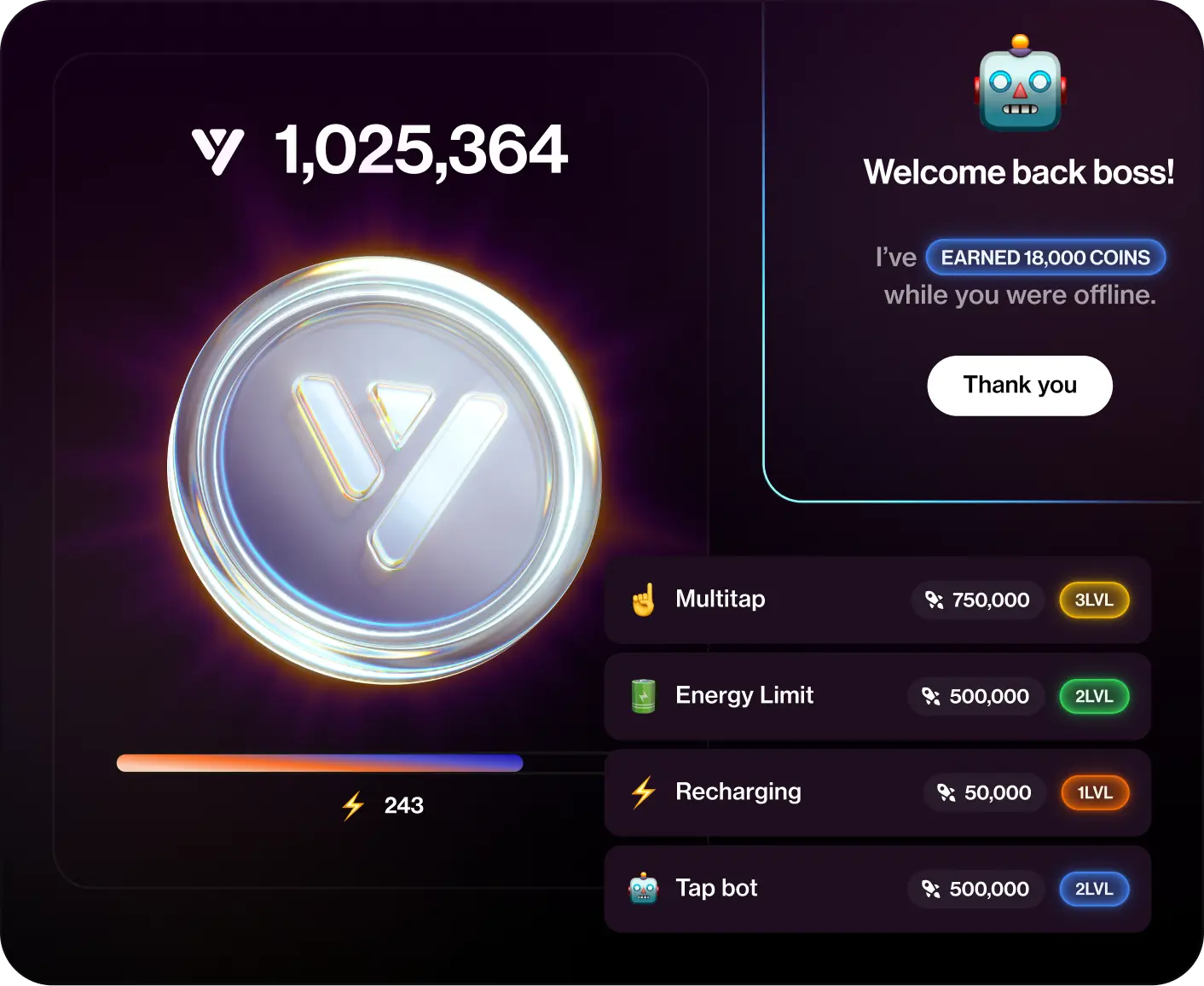 Illustration of mining Yescoin using the tapbot app