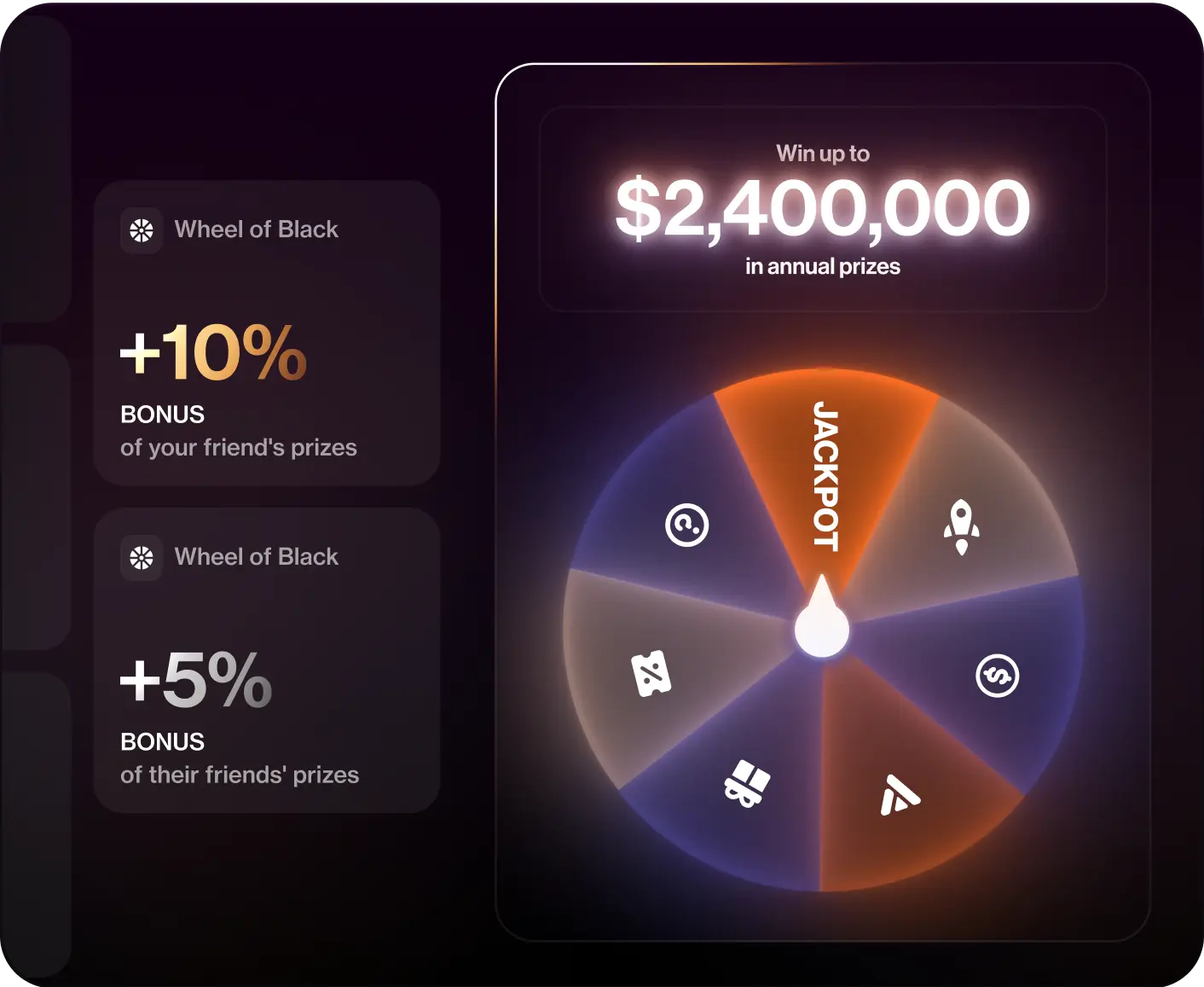 Illustration of the Wheel of Luck game in the Yescoin app